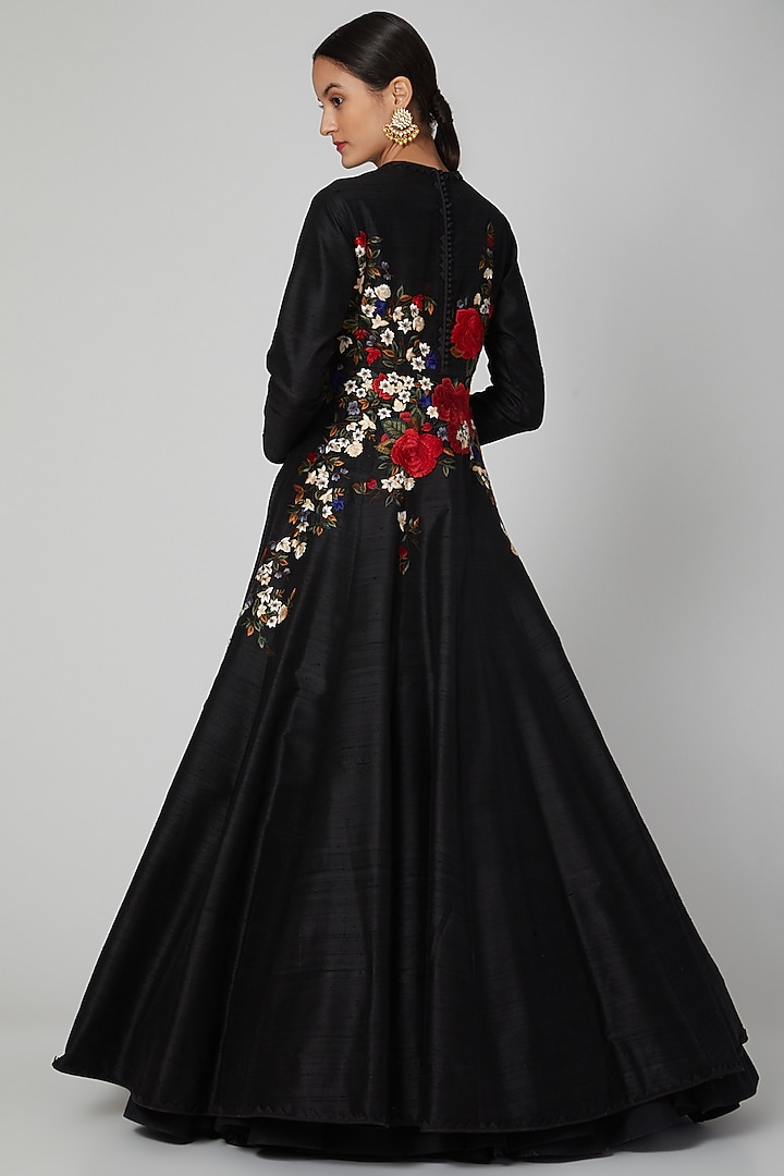 Black Embroidered Wedding Anarkali Set by Rohit Bal at Pernia's Pop Up Shop