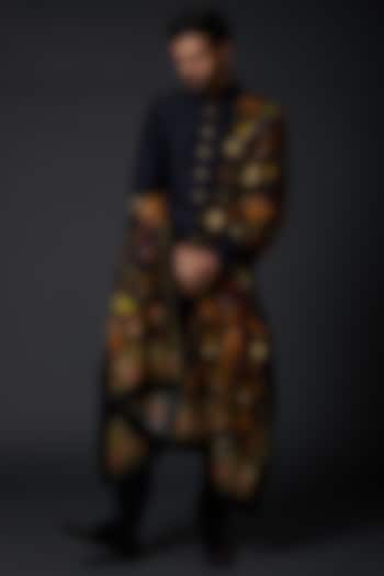 Indigo Blue Printed Khadi Shawl by Rohit Bal Men at Pernia's Pop Up Shop