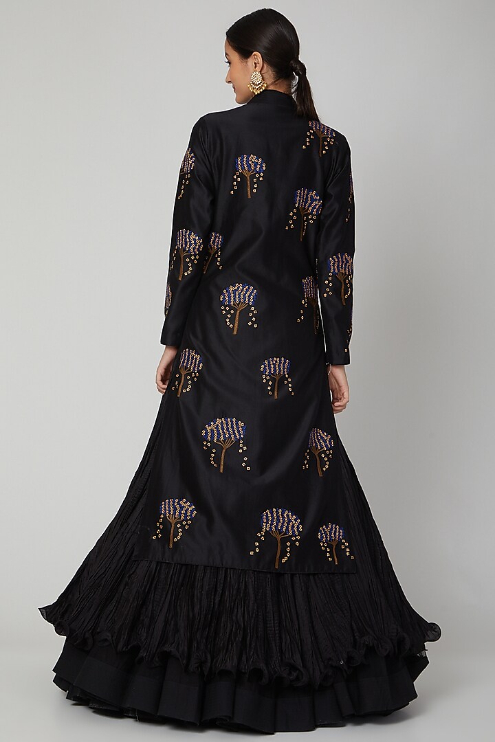 Indigo Blue Embroidered Kurta With Skirt by Rohit Bal at Pernia's Pop Up Shop