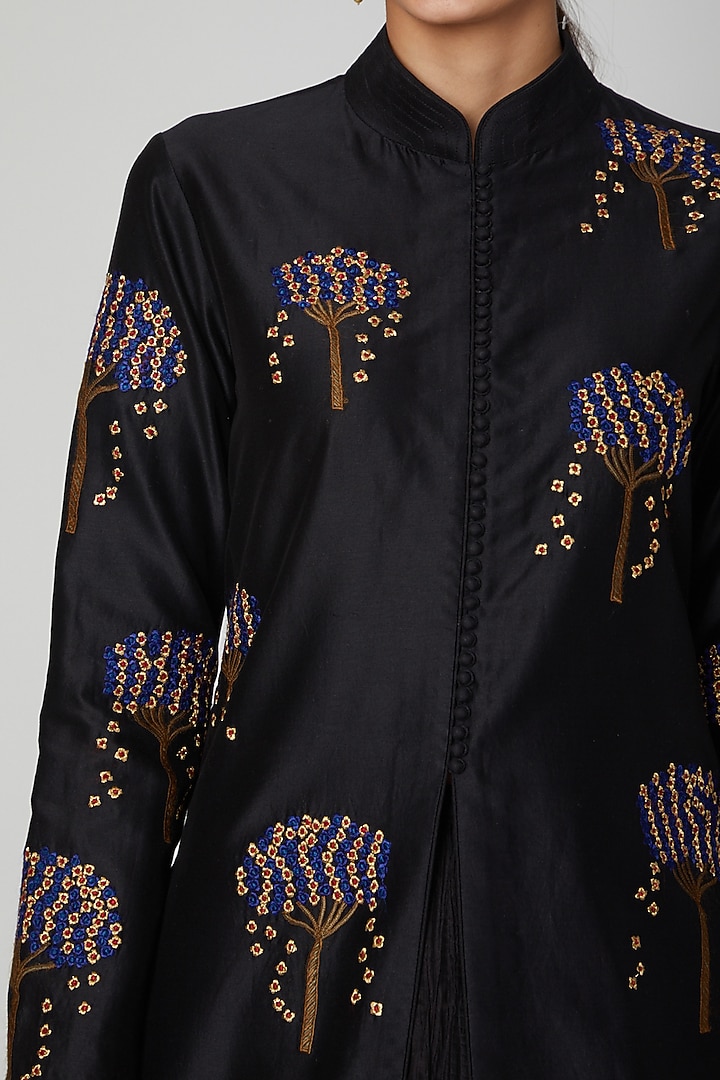 Indigo Blue Embroidered Kurta With Skirt by Rohit Bal at Pernia's Pop Up Shop