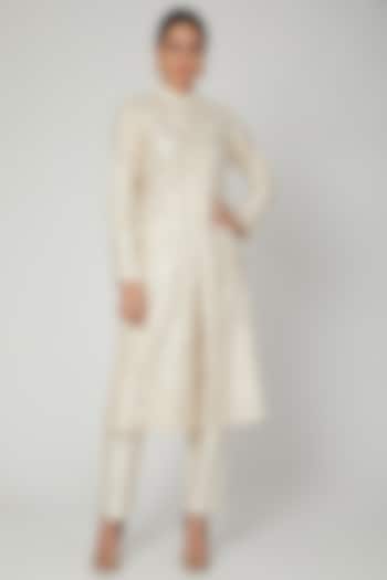 Ivory Embroidered Kurta With Pants by Rohit Bal