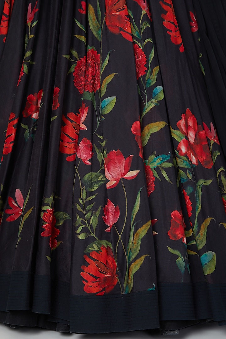 Black Digital Printed Wedding Lehenga Set by Rohit Bal at Pernia's Pop Up Shop