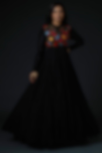 Black Hand Embroidered Anarkali Set by Rohit Bal
