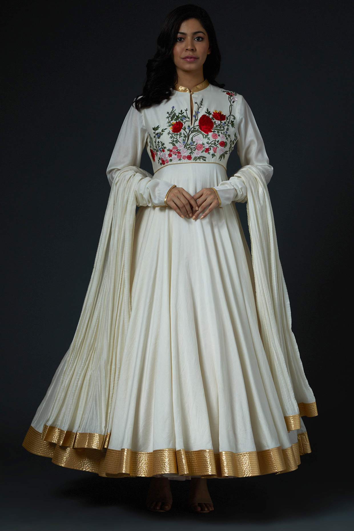 Ivory Wedding Anarkali Set With Embroidery by Rohit Bal at Pernia's Pop Up Shop