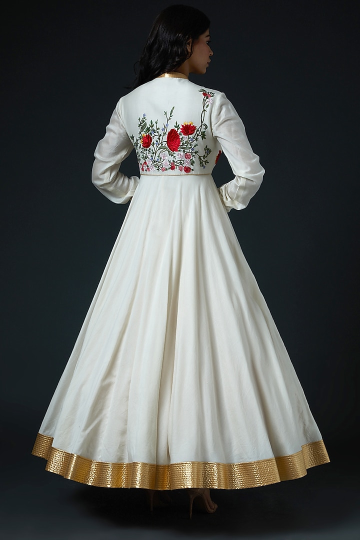 Ivory Wedding Anarkali Set With Embroidery by Rohit Bal at Pernia's Pop Up Shop
