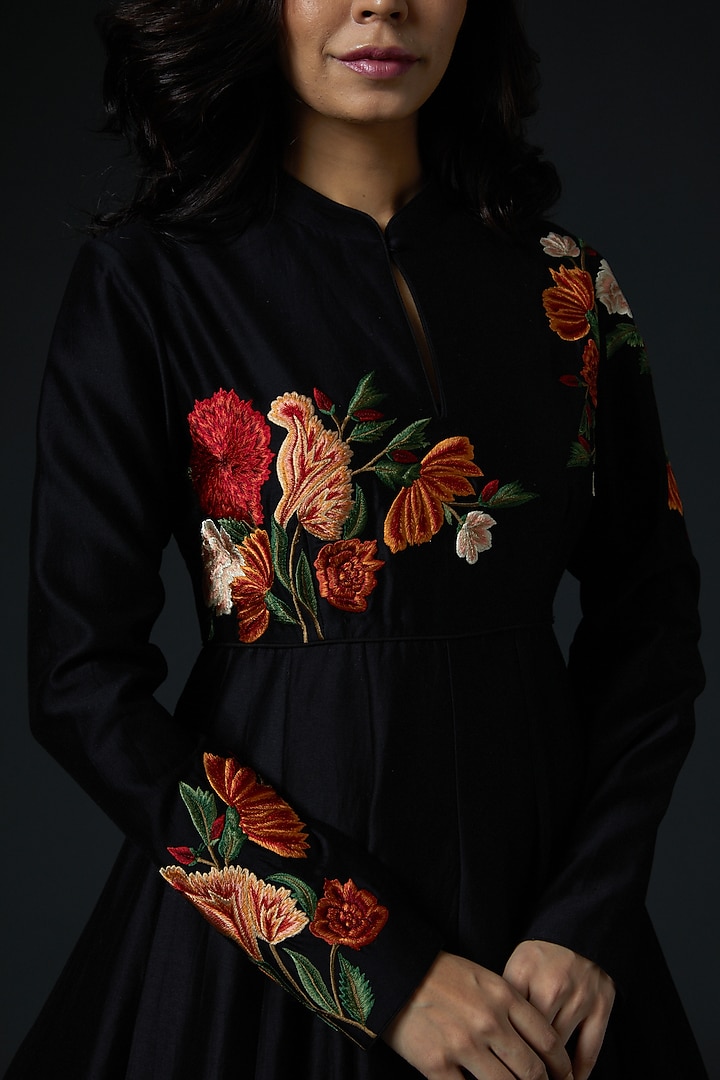 Black Wedding Anarkali Set With Embroidery by Rohit Bal at Pernia's Pop Up Shop