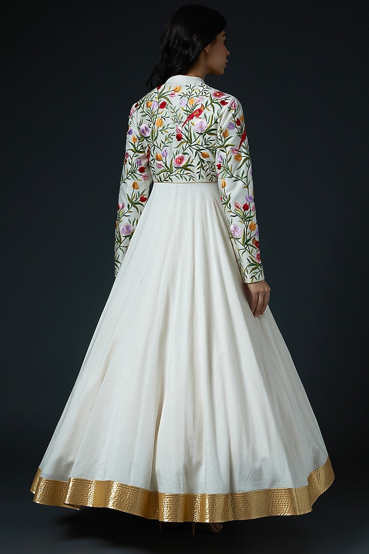 Off-White Embroidered Bridal Anarkali Set by Rohit Bal at Pernia's Pop Up Shop