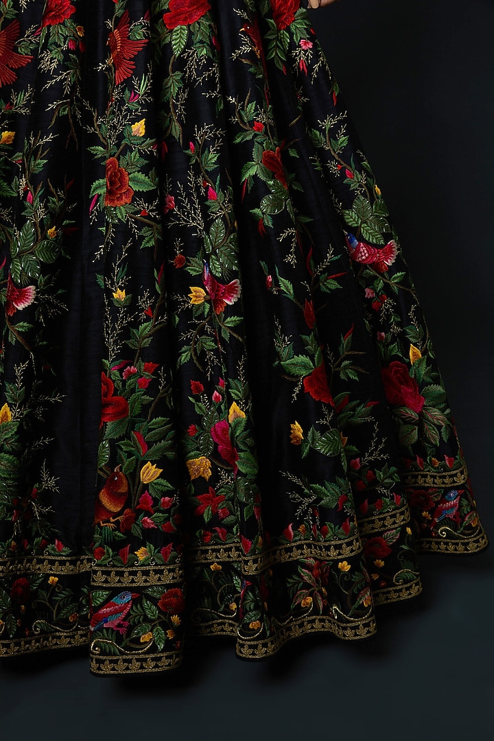 Black Zari Hand Embroidered Bridal Anarkali Set by Rohit Bal at Pernia's Pop Up Shop
