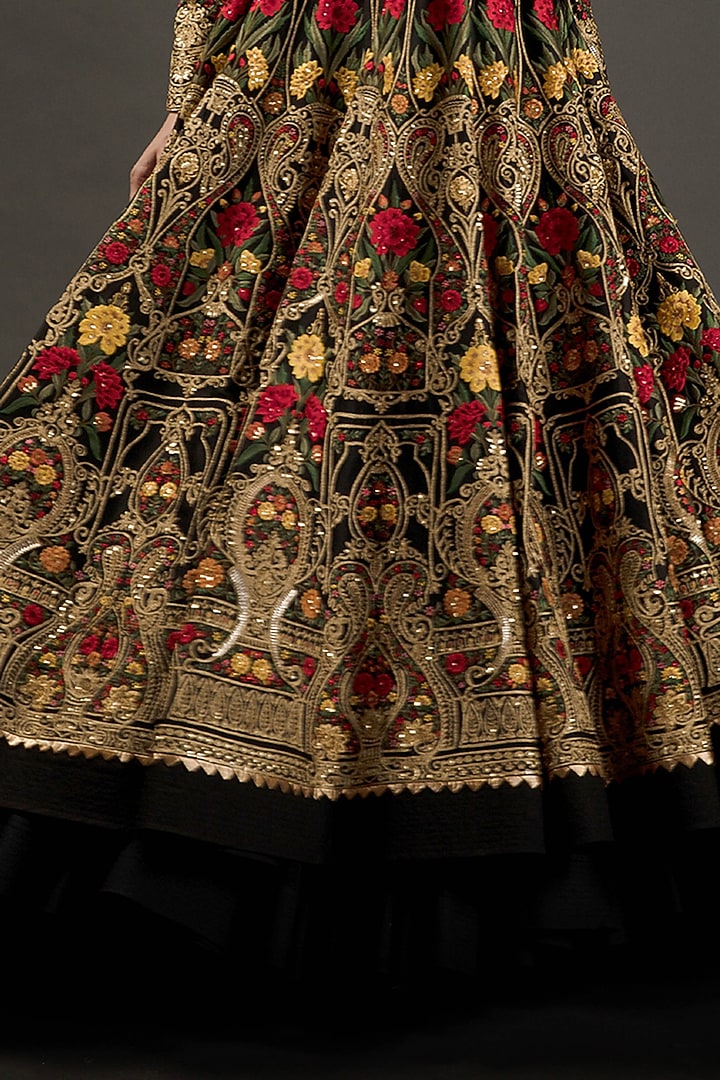 Black Bridal Anarkali Set With Embroidery by Rohit Bal at Pernia's Pop Up Shop