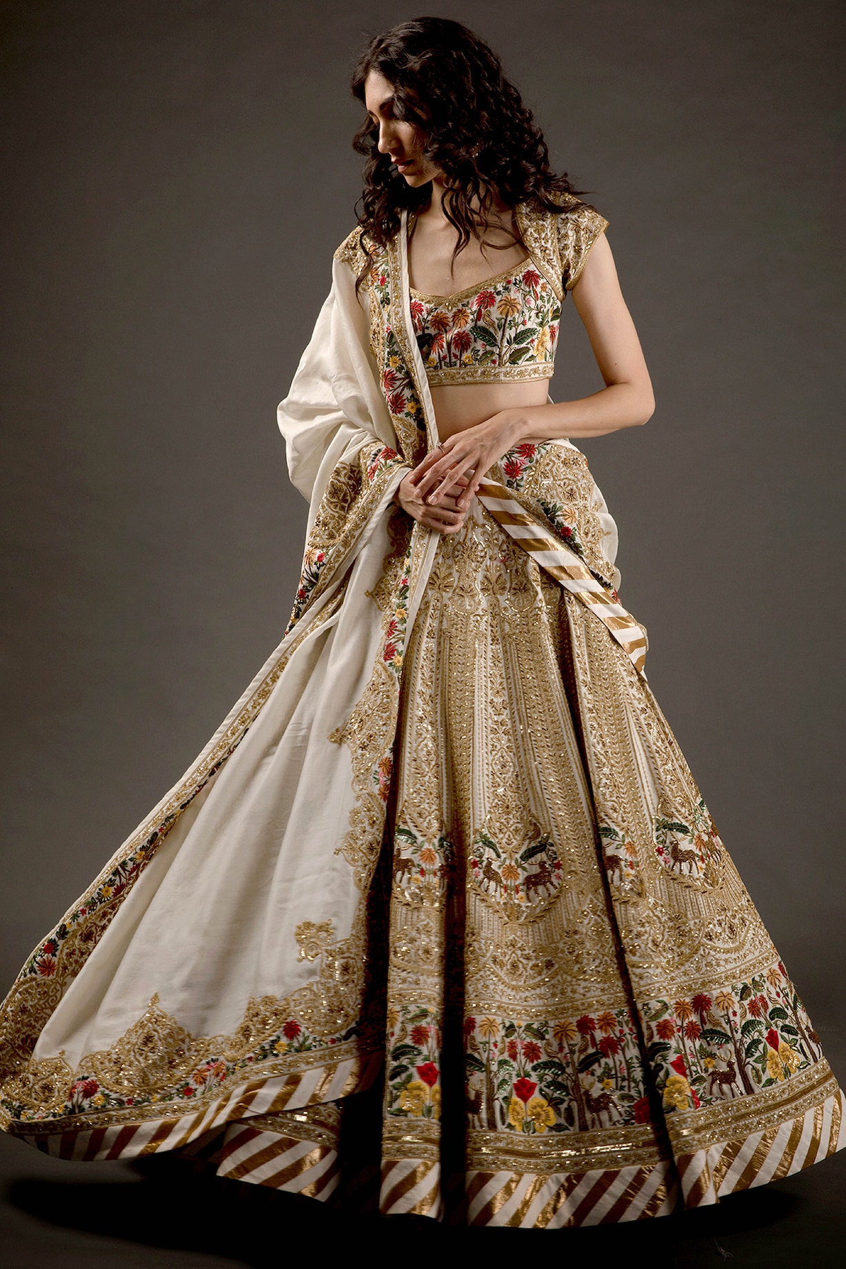 Ivory Embroidered Lehenga Set Design by Rohit Bal at Pernia's Pop Up Shop  2022