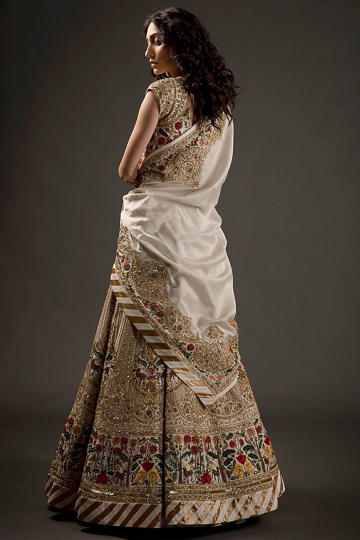 Ivory Embroidered Bridal Lehenga Set by Rohit Bal at Pernia's Pop Up Shop