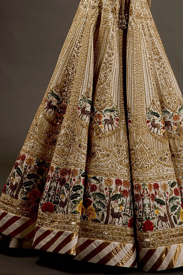 Ivory Embroidered Bridal Lehenga Set by Rohit Bal at Pernia's Pop Up Shop