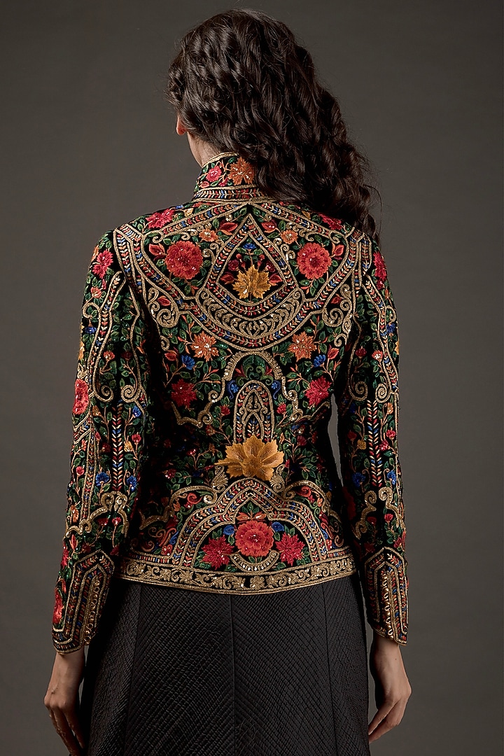 Black Velvet Embroidered Jacket by Rohit Bal at Pernia's Pop Up Shop