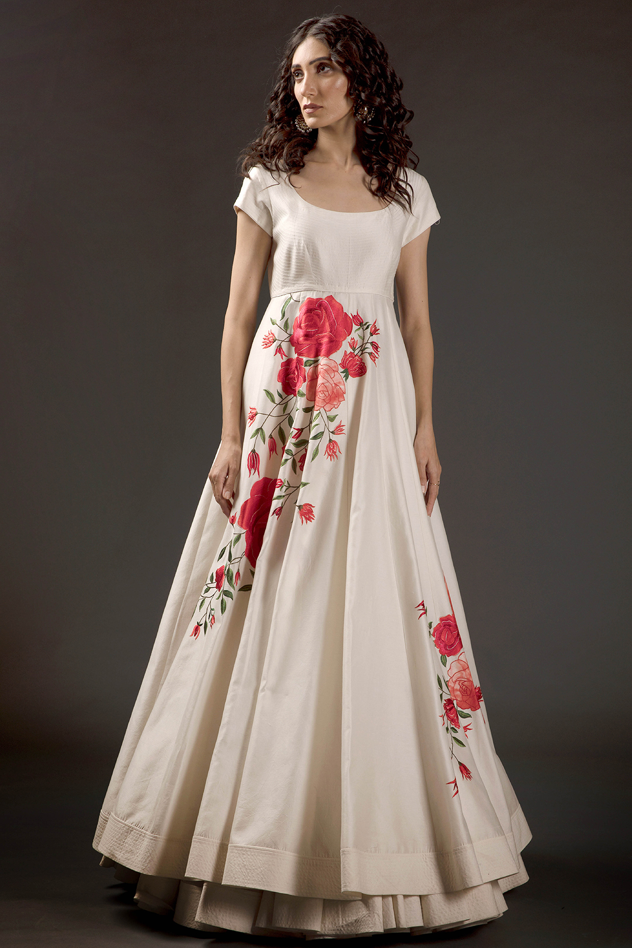 Ivory Thread Embroidered Bridal Anarkali Set by Rohit Bal at Pernia's Pop Up Shop