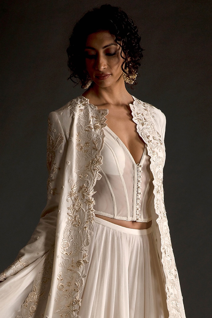 Ivory Embroidered Jacket Set by Rohit Bal at Pernia's Pop Up Shop