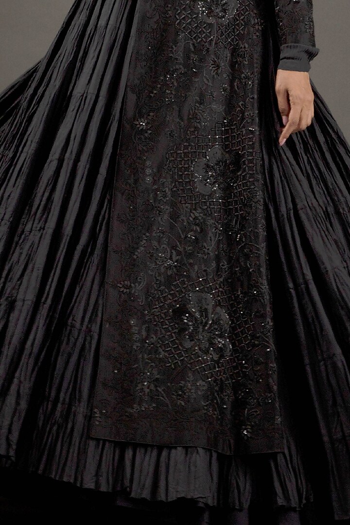 Black Silk Embroidered Jacket by Rohit Bal at Pernia's Pop Up Shop