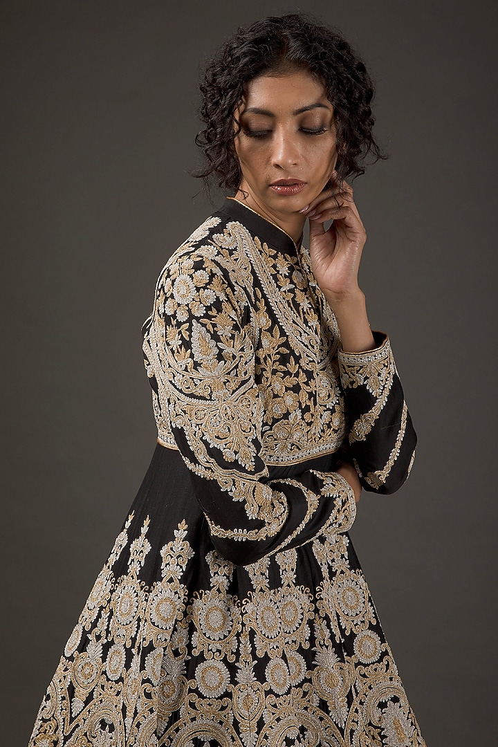 Black Hand Embroidered Bridal Anarkali Set by Rohit Bal at Pernia's Pop Up Shop