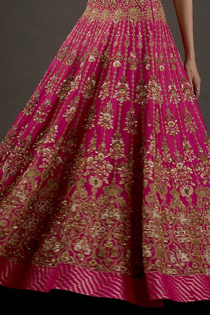 Fuchsia Embroidered Bridal Lehenga Set by Rohit Bal at Pernia's Pop Up Shop