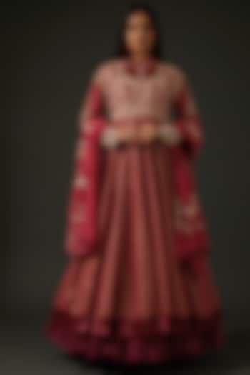 Maroon Embroidered Anarkali Set by Rohit Bal