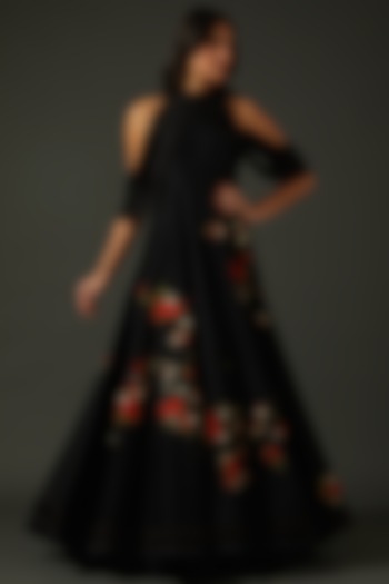 Black Embroidered Anarkali Set by Rohit Bal