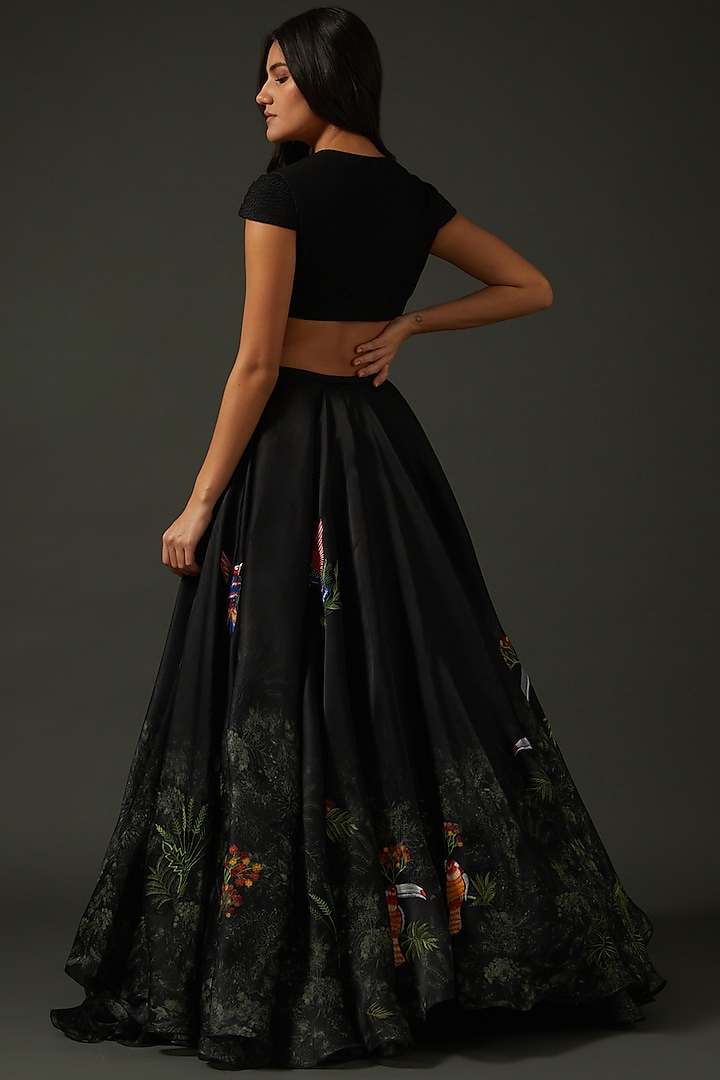 Black Digital Printed Wedding Lehenga Set by Rohit Bal at Pernia's Pop Up Shop