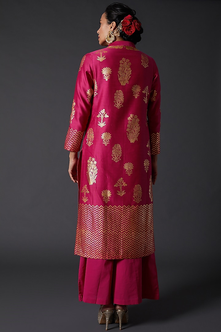 Fuchisa Block Printed Kurta Set by Balance by Rohit Bal at Pernia's Pop Up Shop