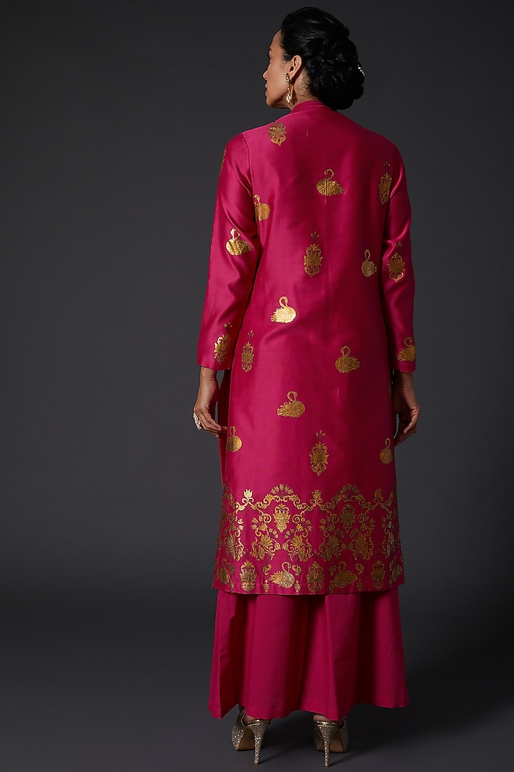Fuchsia Block Printed Kurta Set by Balance by Rohit Bal at Pernia's Pop Up Shop