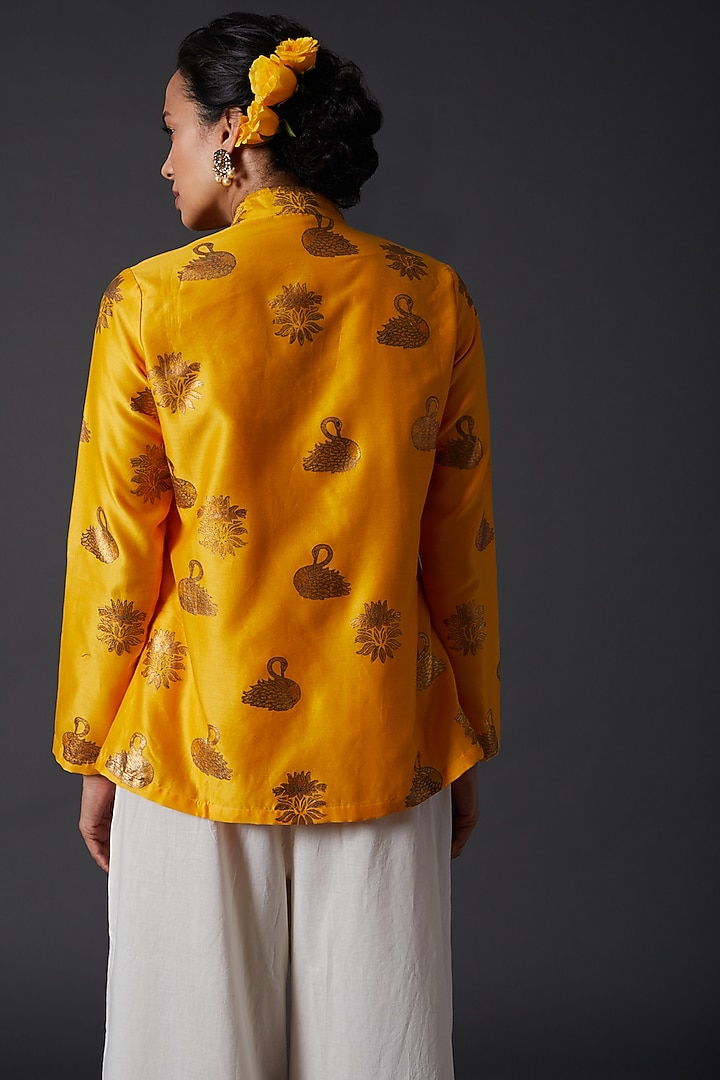Yellow Block Printed Tunic by Balance by Rohit Bal at Pernia's Pop Up Shop