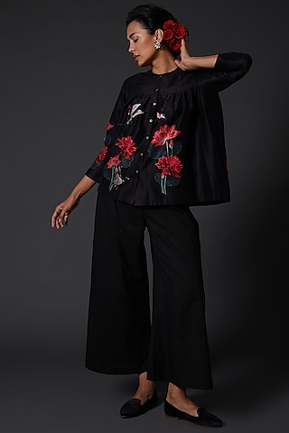 Black Digital Printed Tunic by Balance by Rohit Bal
