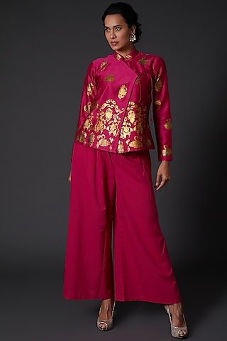 Fuchsia Block Printed Tunic by Balance by Rohit Bal