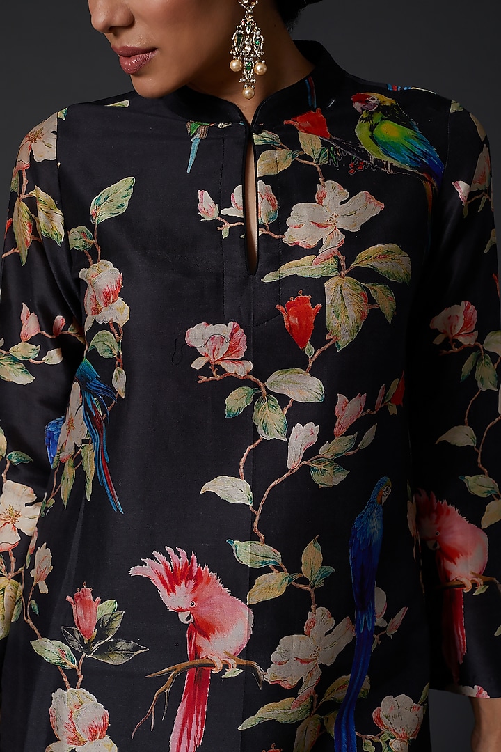 Black Digital Printed Kurta Set by Balance by Rohit Bal at Pernia's Pop Up Shop