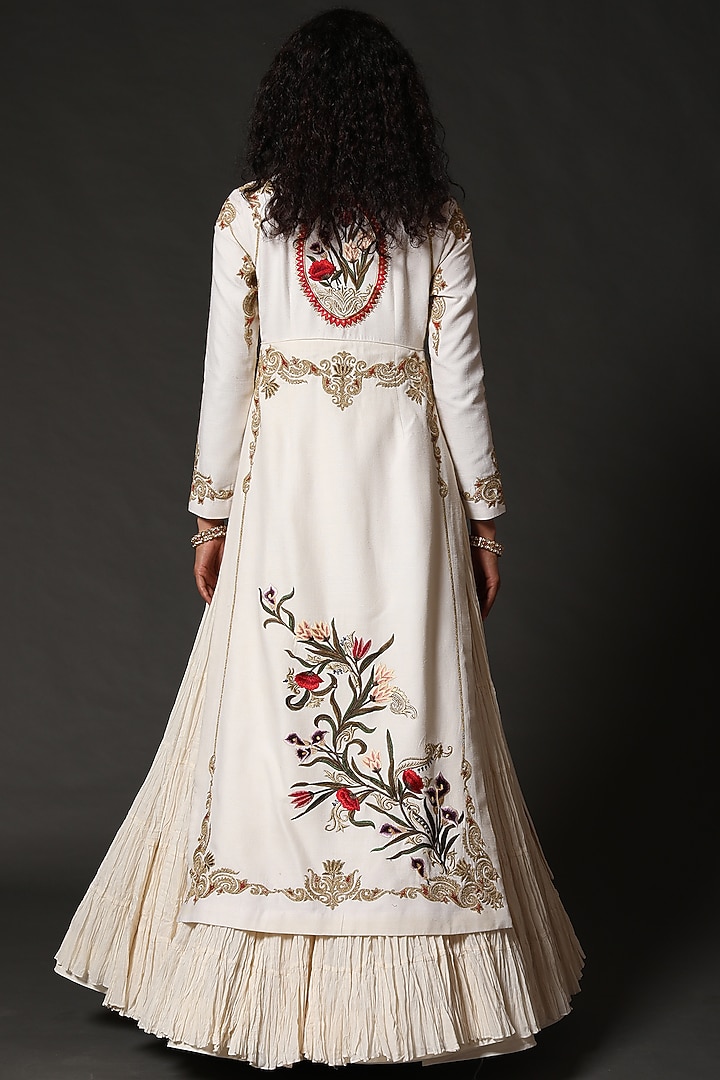 Ivory Bridal Anarkali Set With Embroidery by Rohit Bal at Pernia's Pop Up Shop