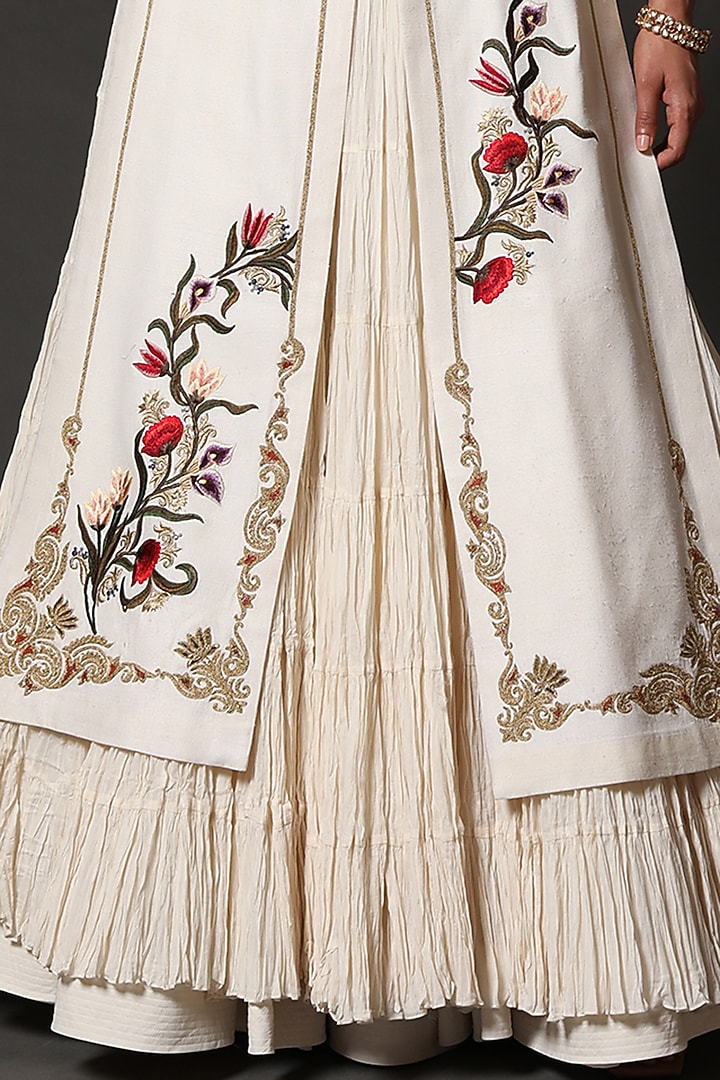 Ivory Bridal Anarkali Set With Embroidery by Rohit Bal at Pernia's Pop Up Shop