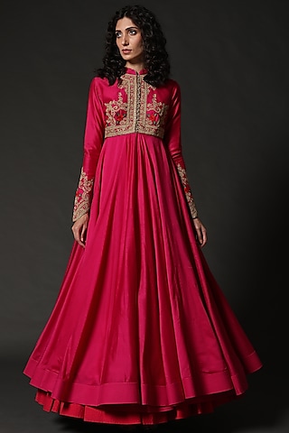 Fuchsia Embroidered Anarkali Set by Rohit Bal