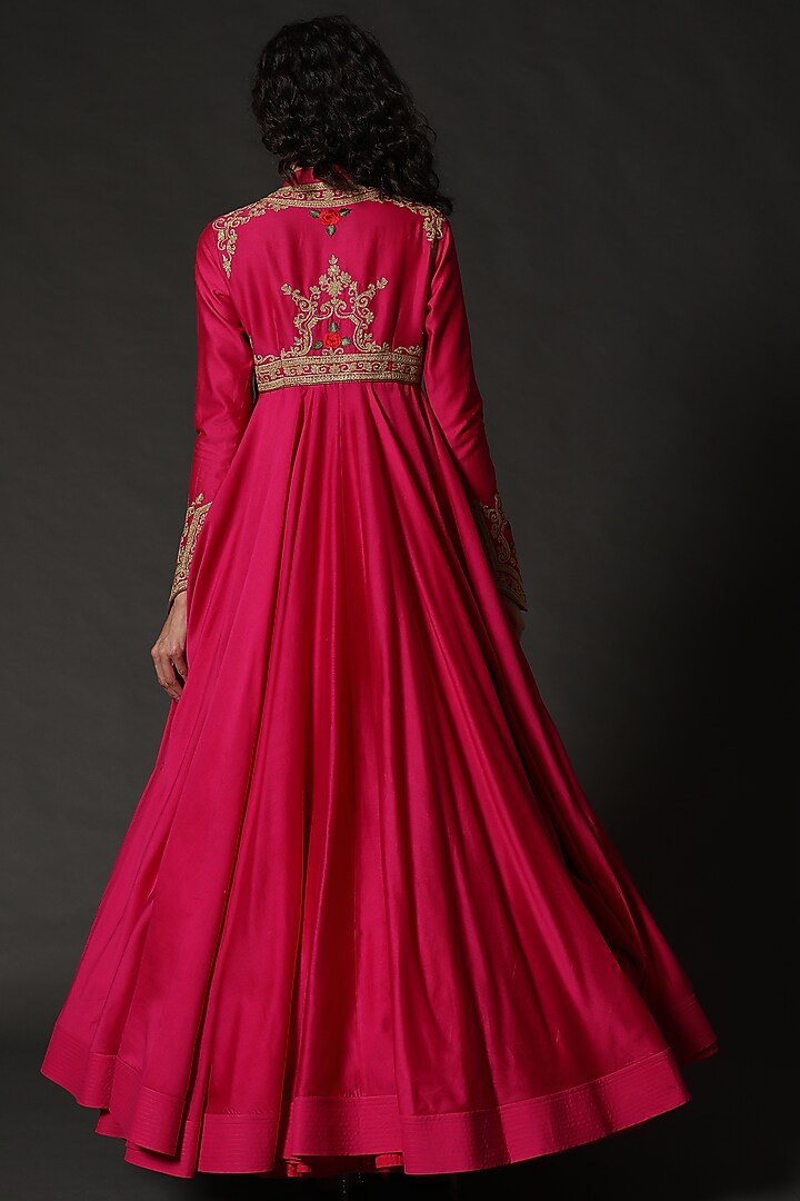 Fuchsia Embroidered Wedding Anarkali Set by Rohit Bal at Pernia's Pop Up Shop