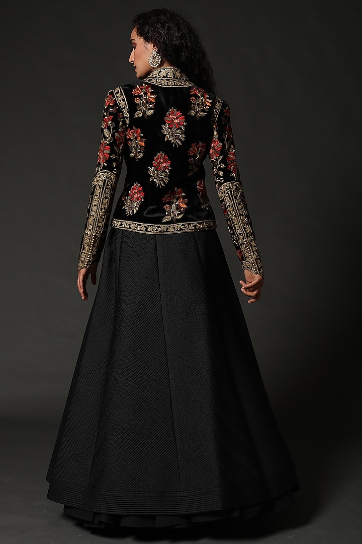 Black Hand Embroidered Jacket by Rohit Bal at Pernia's Pop Up Shop
