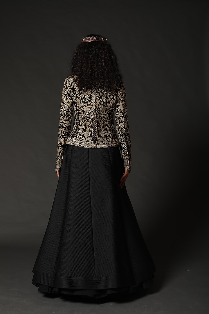 Black Jacket With Hand Embroidery by Rohit Bal at Pernia's Pop Up Shop
