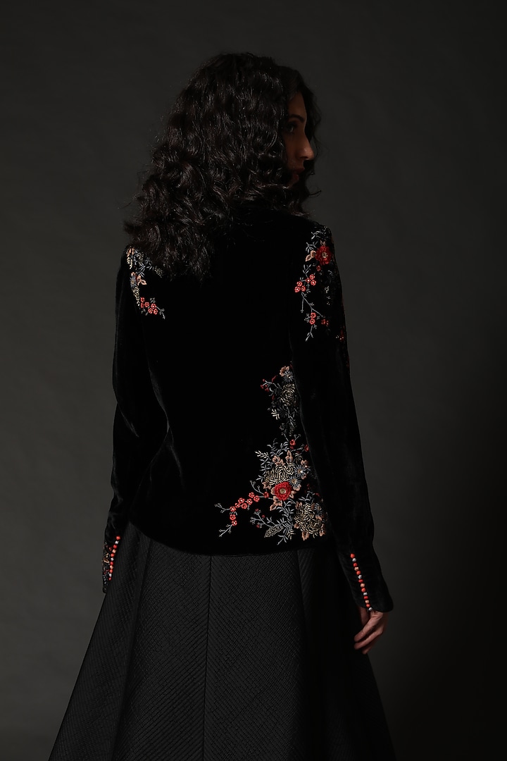 Black Embroidered Jacket by Rohit Bal at Pernia's Pop Up Shop
