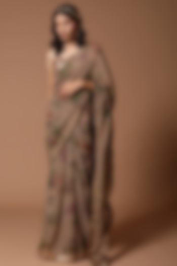 Mud Floral Printed Saree Set by Rohit Bal at Pernia's Pop Up Shop