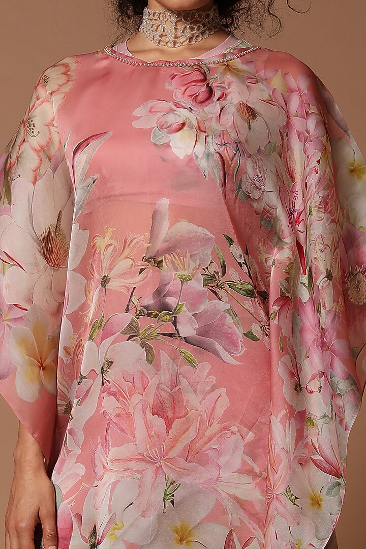 Rose Pink Printed Kaftan Set by Rohit Bal at Pernia's Pop Up Shop