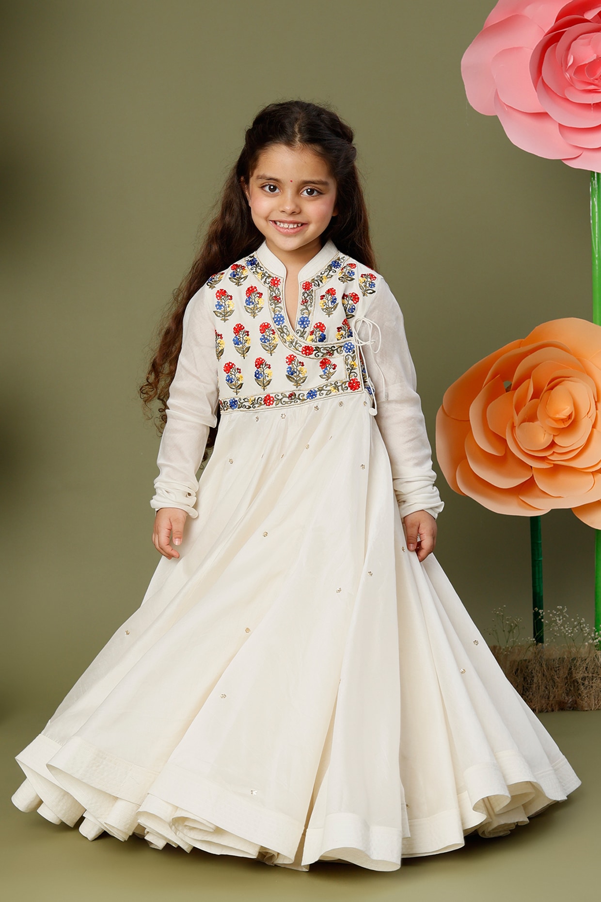 White anarkali for clearance kids