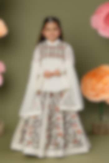 Ivory Embroidered Lehenga Set For Girls by BAL BACHCHE by ROHIT BAL