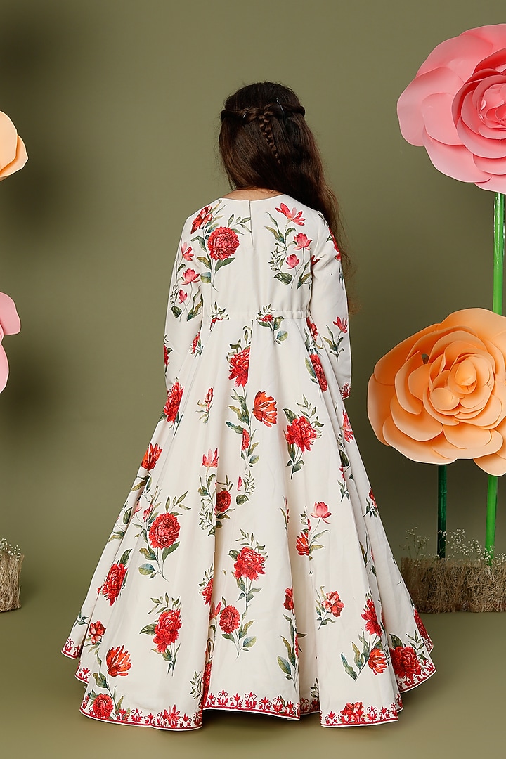 Ivory Digital Printed Dress For Girls by BAL BACHCHE by ROHIT BAL at Pernia's Pop Up Shop