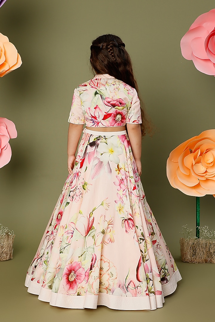 Pink Printed Lehenga Set For Girls by BAL BACHCHE by ROHIT BAL at Pernia's Pop Up Shop