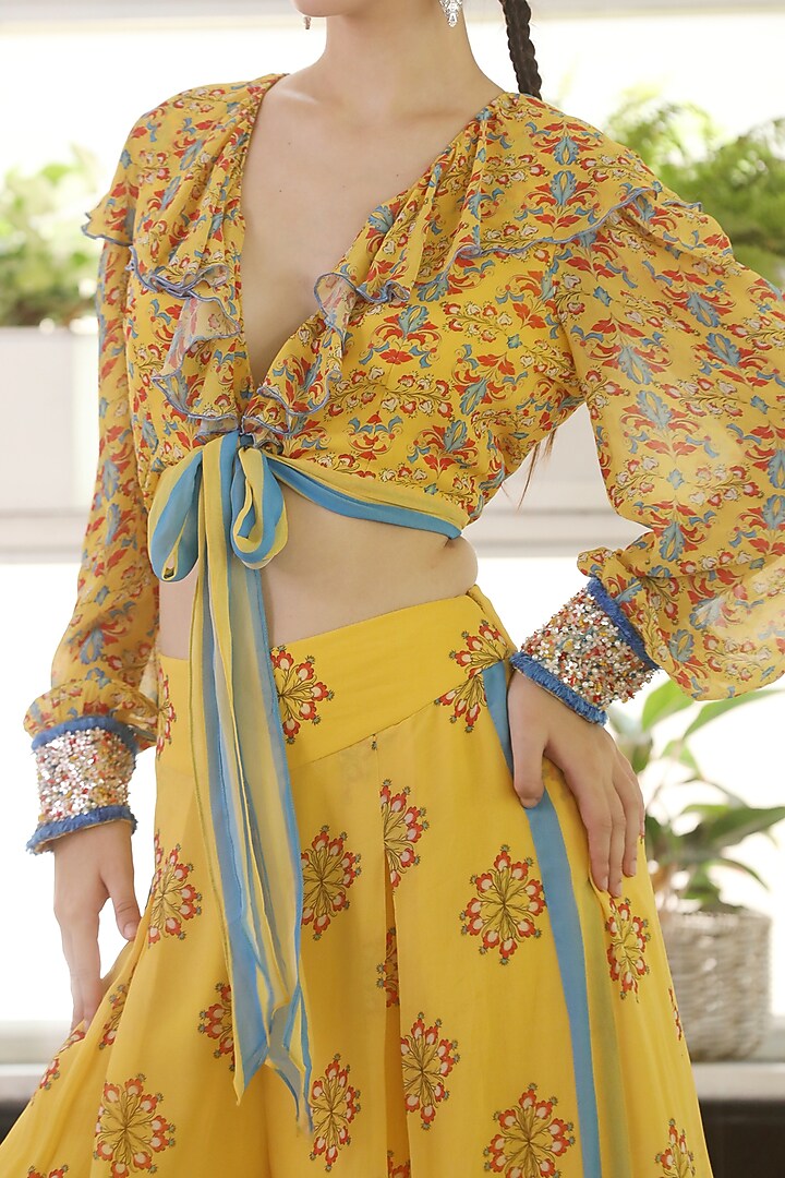 Yellow Printed Pant Set by Rebecca Dewan at Pernia's Pop Up Shop
