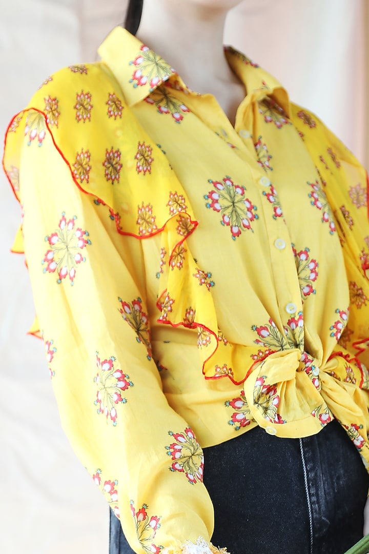 Yellow Printed Shirt by Rebecca Dewan at Pernia's Pop Up Shop