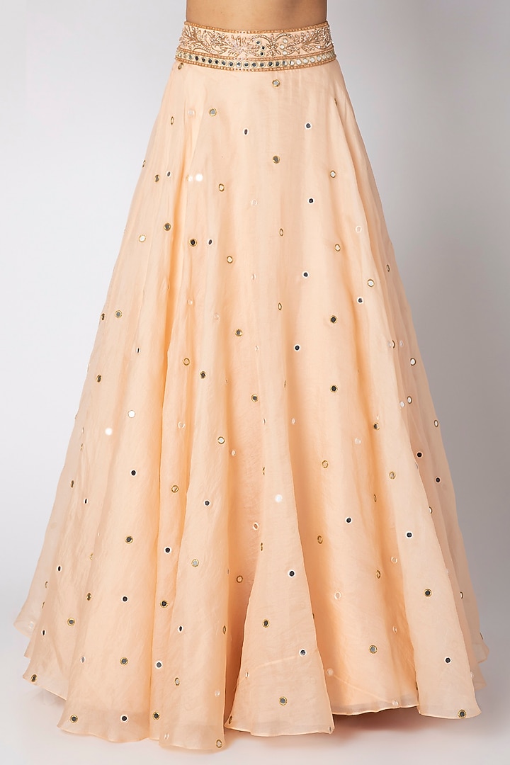 Peach Embroidered Gharara Set by Rebecca Dewan at Pernia's Pop Up Shop