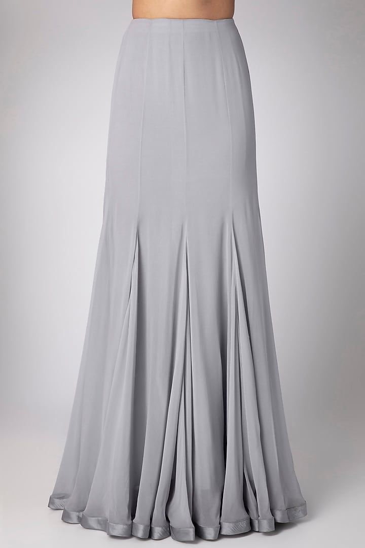 Grey Embroidered Wedding Saree Set by Rebecca Dewan at Pernia's Pop Up Shop