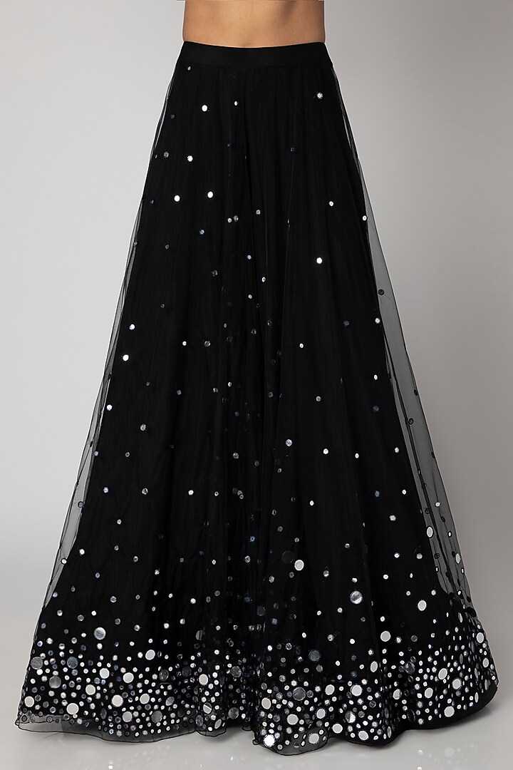Black Embroidered Peplum Jacket With Palazzo Pants by Rebecca Dewan at Pernia's Pop Up Shop