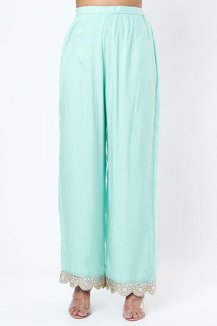 Chalk Blue Embroidered Kurta Set by Rebecca Dewan at Pernia's Pop Up Shop